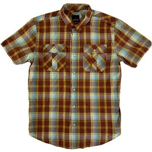 Prana Organic Cotton Blend Short Sleeve Button‎ Up Shirt Mens XL